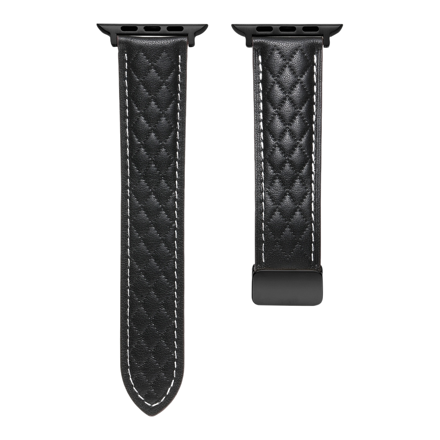 MOMO textured leather watch band MD-09 with stitch detailing, shown in close-up on a plain background.