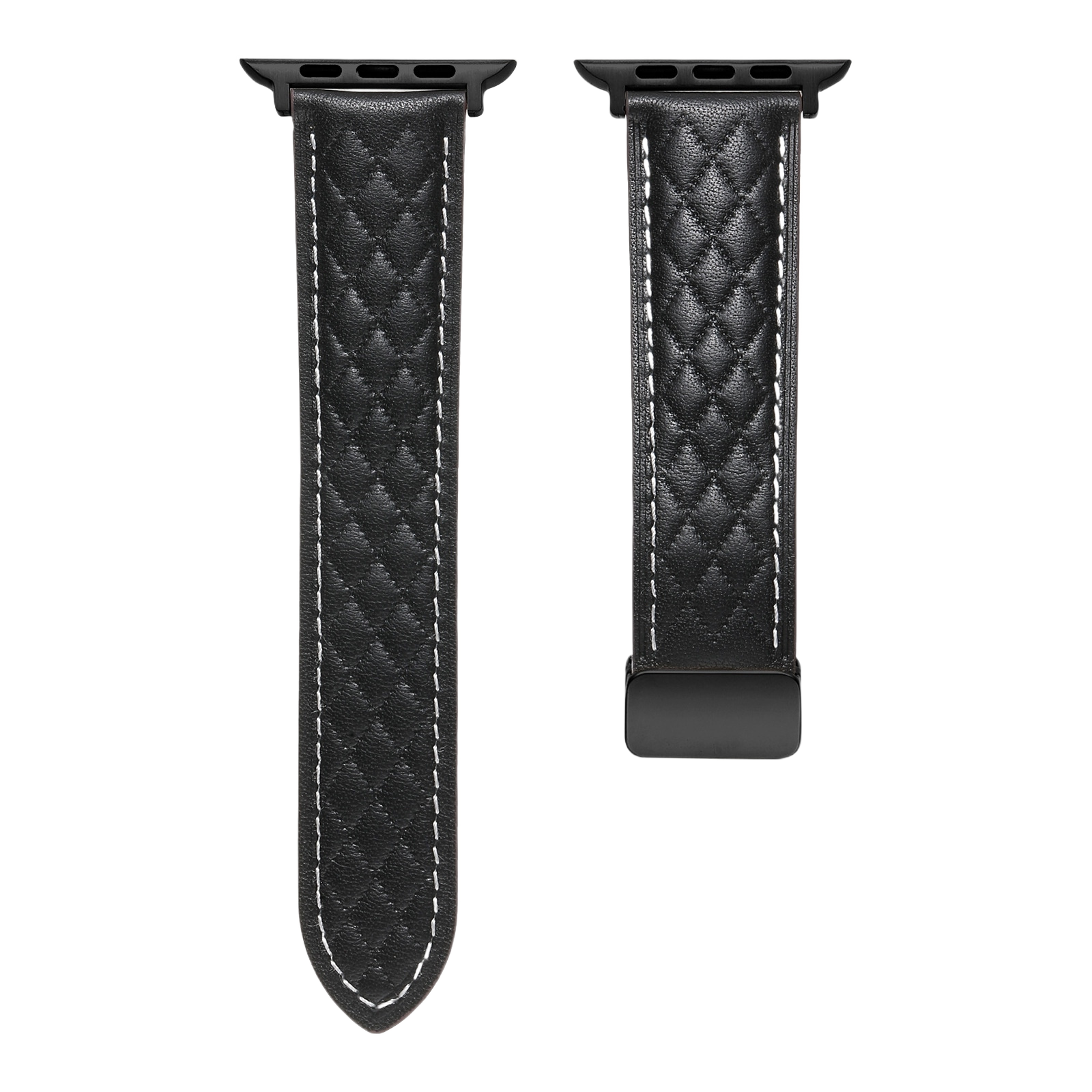MOMO textured leather watch band MD-09 with stitch detailing, shown in close-up on a plain background.