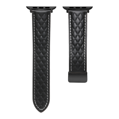 MOMO textured leather watch band MD-09 with stitch detailing, shown in close-up on a plain background.