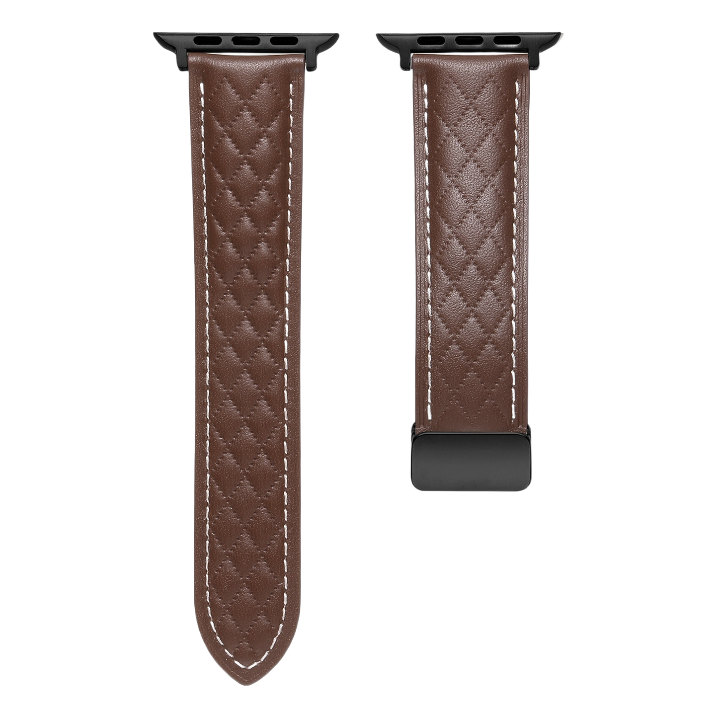 MOMO textured leather watch band MD-09 with detailed stitching and rich brown finish, designed for a comfortable fit and stylish look.