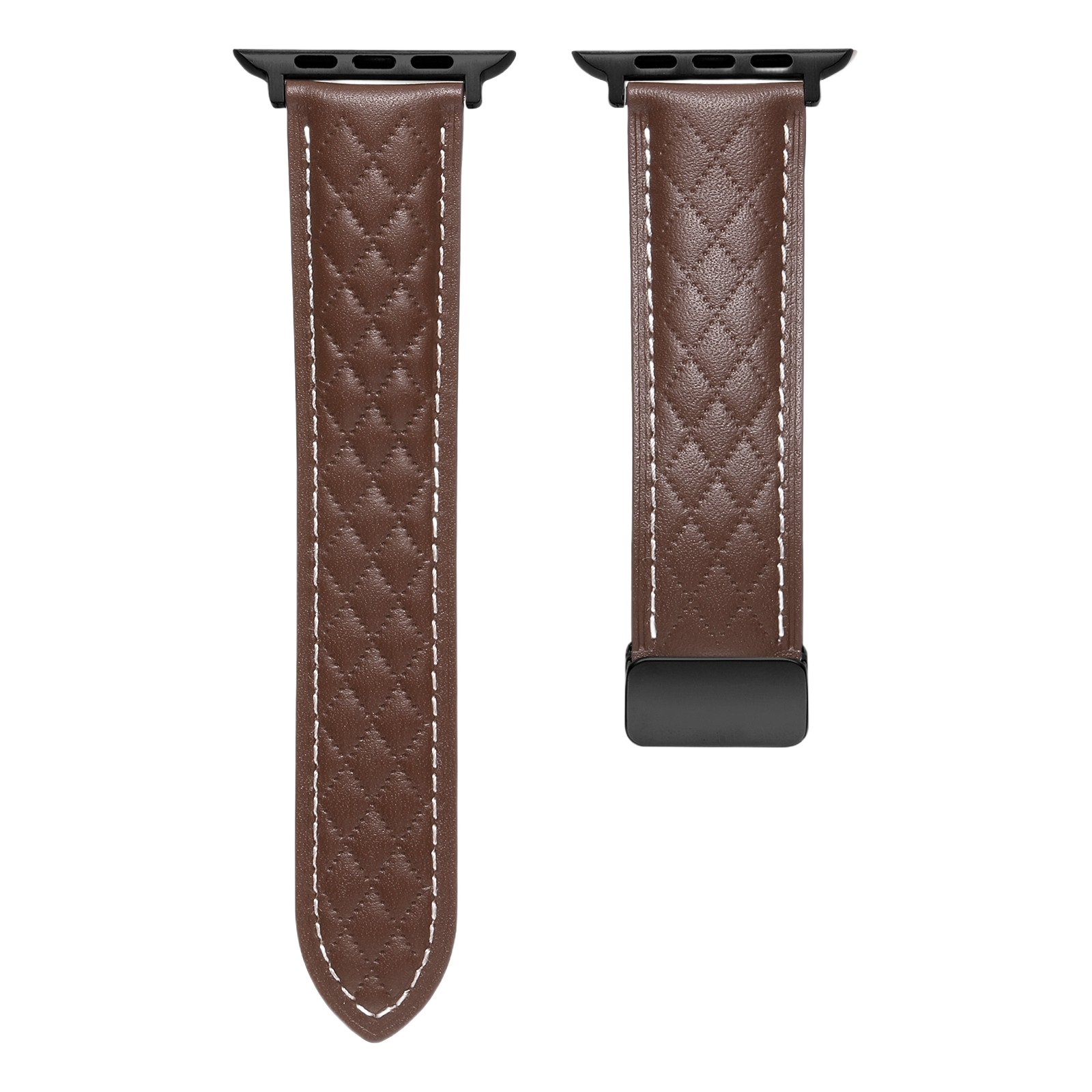 MOMO textured leather watch band MD-09 with detailed stitching and rich brown finish, designed for a comfortable fit and stylish look.