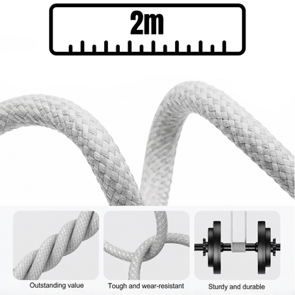 MOMO 30W USB-C to Lightning braided charging cable, 2 meters long, durable and tangle-free design for Apple devices.