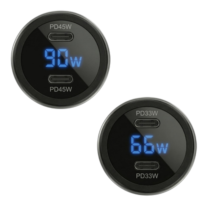 66W–90W Dual PD Car Charger with Digital Display 055504