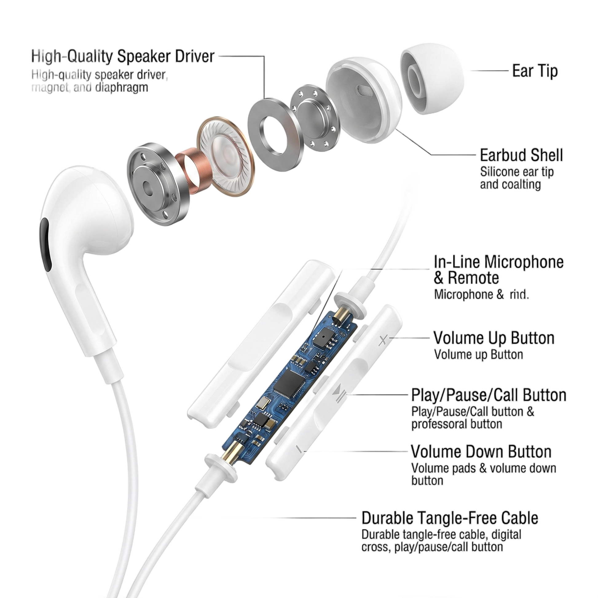 Wired In-Ear Earbuds with Noise Isolation & Mic 022205