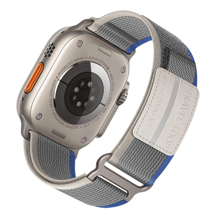 Nylon Travel Loop Apple Watch Band by MOMO featuring a sleek, adjustable strap with a secure clasp for comfortable wear.