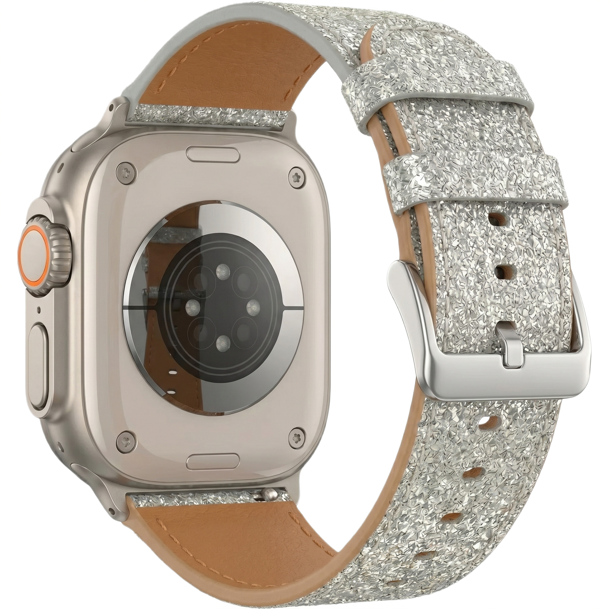 MOMO Glitter Watch Band with Buckle in a shiny, sparkly design on a white background, showing the strap with buckle detail.