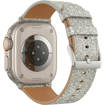 MOMO Glitter Watch Band with Buckle in a shiny, sparkly design on a white background, showing the strap with buckle detail.