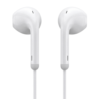 Wired MOMO earphones with HD microphone and remote control, showing sleek black design and in-ear fit.