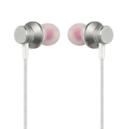 MOMO magnetic wired earphones with noise isolation and sleek design, shown with cable and earbud components.
